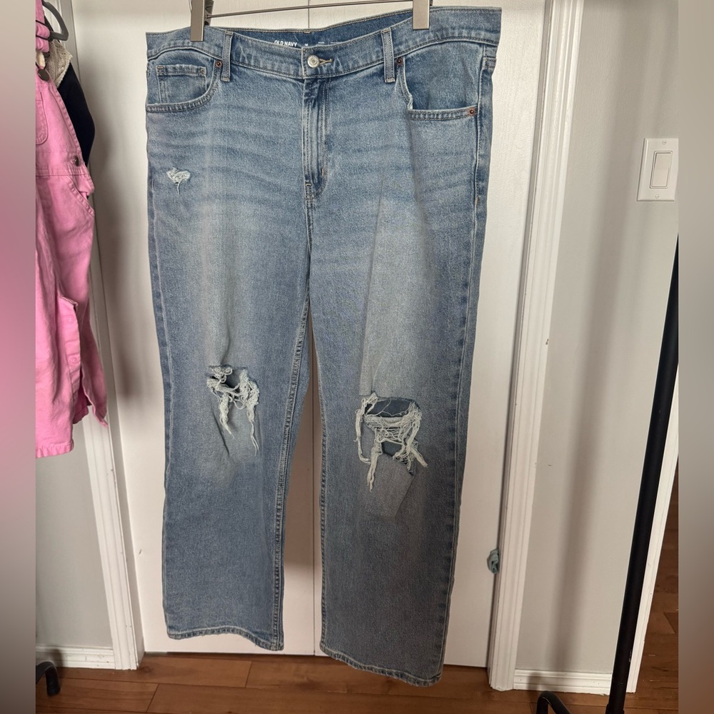 Distressed Old Navy Blue Jeans.